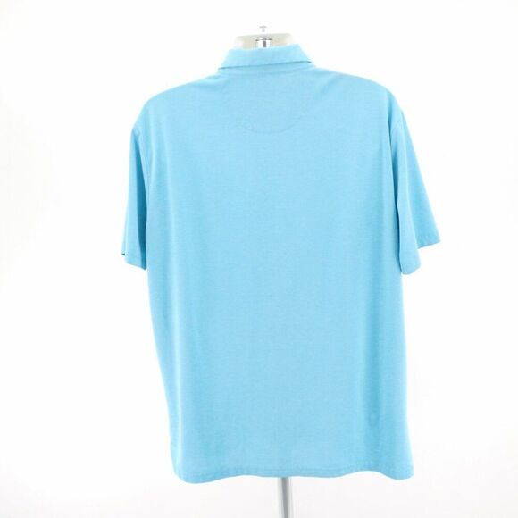 Callaway Teal Striped XL Polo Shirt Short Sleeve Collared Polyester Cotton Elast - Picture 7 of 10